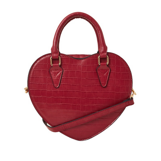 Heart-Shaped Red Faux Leather Bag