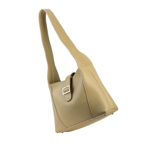 Beige Leather Shoulder Bag