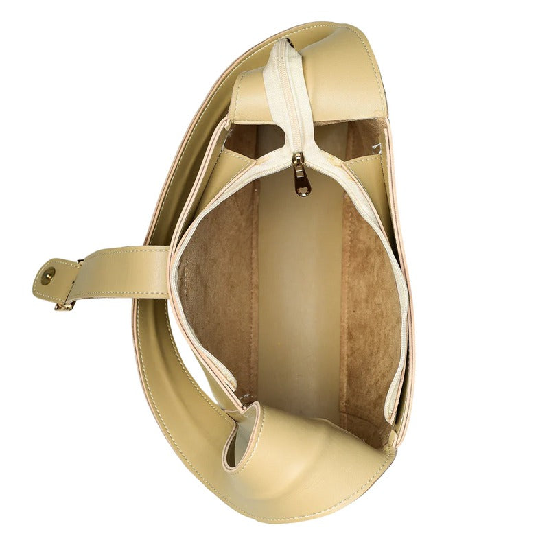 Beige Leather Shoulder Bag