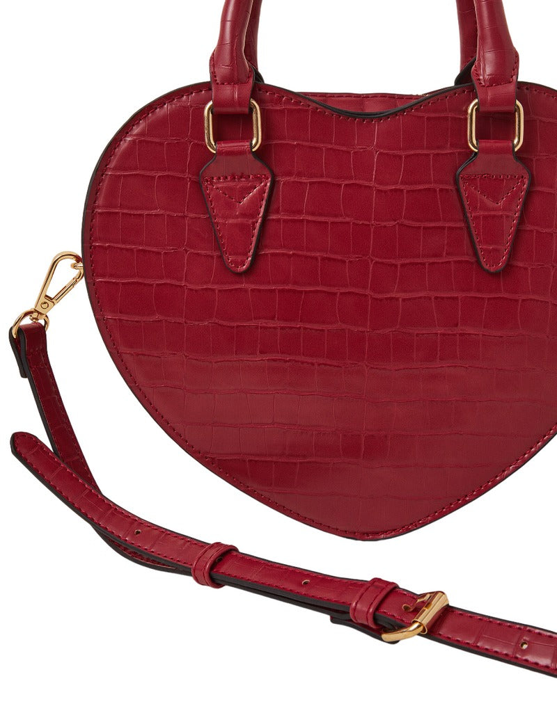 Heart-Shaped Red Faux Leather Bag
