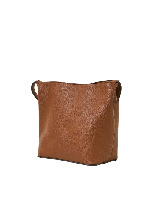Brown Faux Leather Shoulder Bag – Structured Design