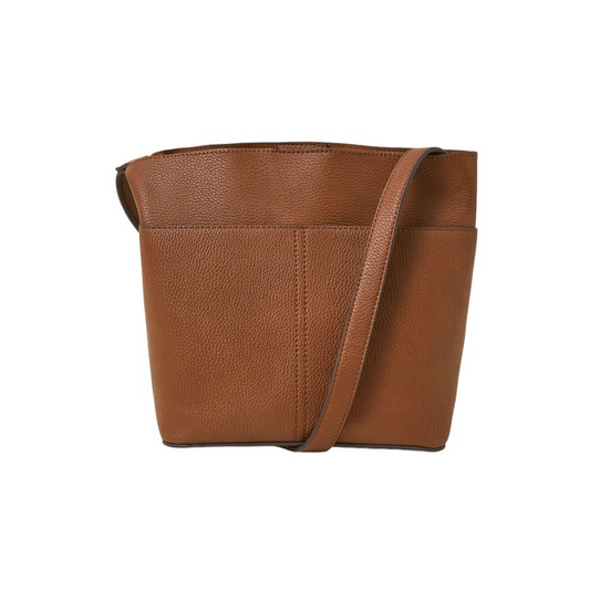 Brown Faux Leather Shoulder Bag – Structured Design