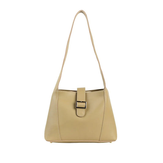 Beige Leather Shoulder Bag